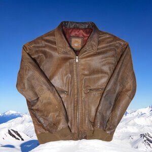 Vintage Pour Le Sport Distressed Leather Bomber Men’s Jacket Sz 40